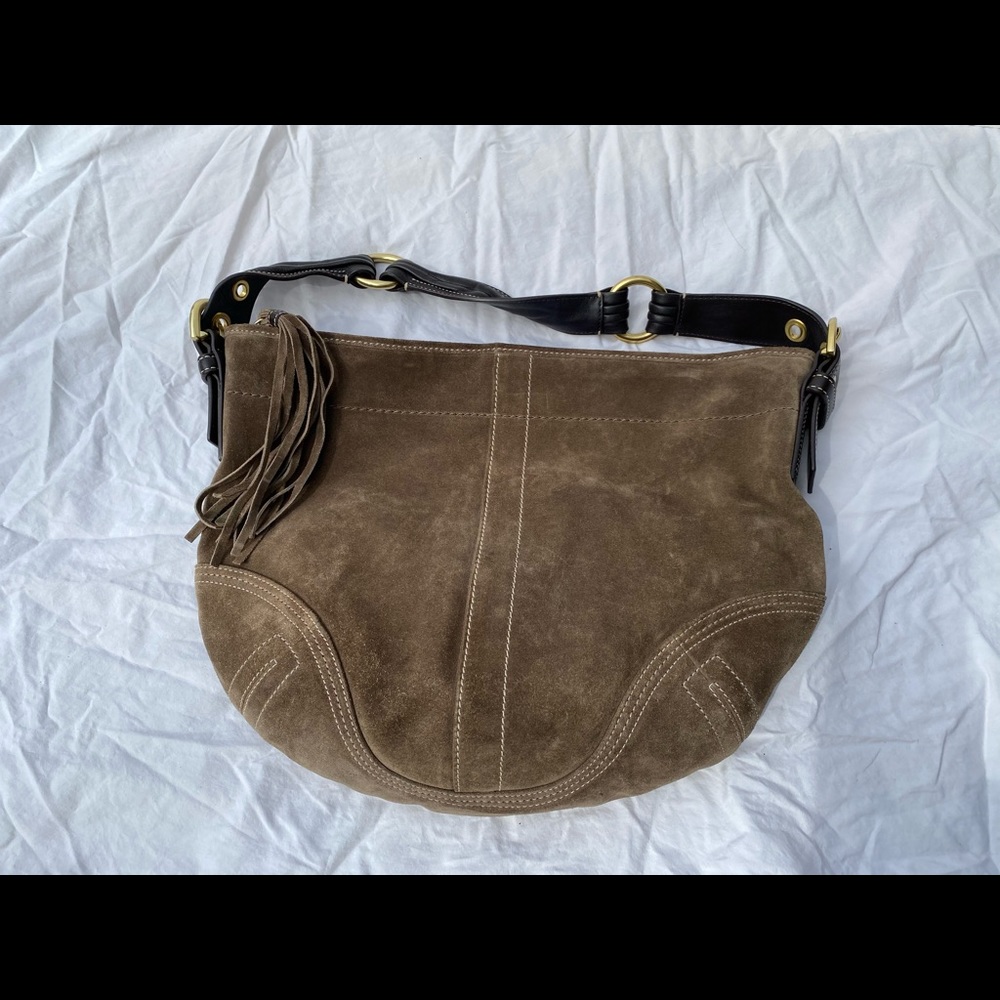 Coach suede shoulder bag